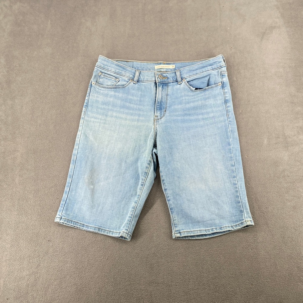 Levis Classic Bermuda Shorts Womens 29 Light Wash Denim Stretch Knee Length 7537